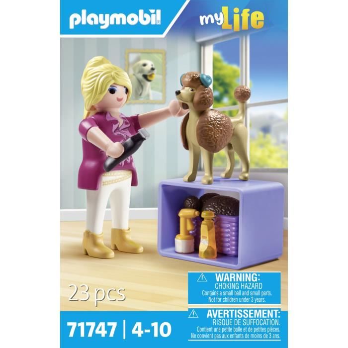 PLAYMOBIL 71747 Groomer with Poodle and Accessories, My Life, 23 pieces, Ages 4+