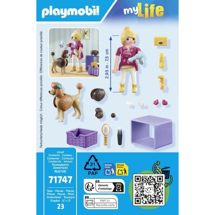 PLAYMOBIL 71747 Groomer with Poodle and Accessories, My Life, 23 pieces, Ages 4+