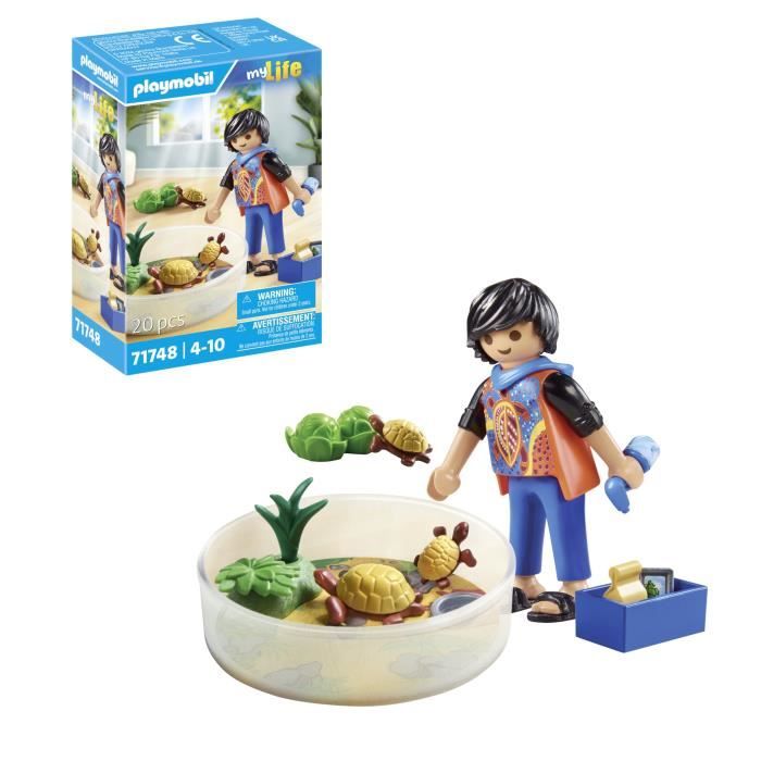 PLAYMOBIL 71748 Boy with Turtle Family in Terrarium, My Life, 20 pieces, Ages 4+