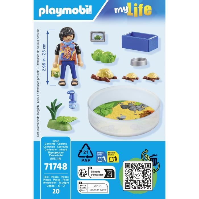 PLAYMOBIL 71748 Boy with Turtle Family in Terrarium, My Life, 20 pieces, Ages 4+