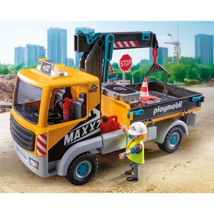 PLAYMOBIL 71750 Crane Truck, Worker & Accessories