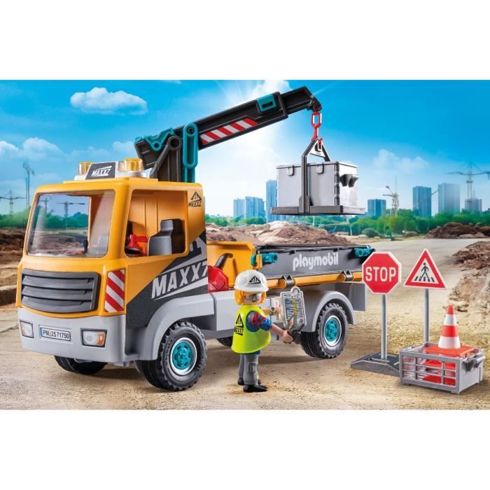 PLAYMOBIL 71750 Crane Truck, Worker & Accessories