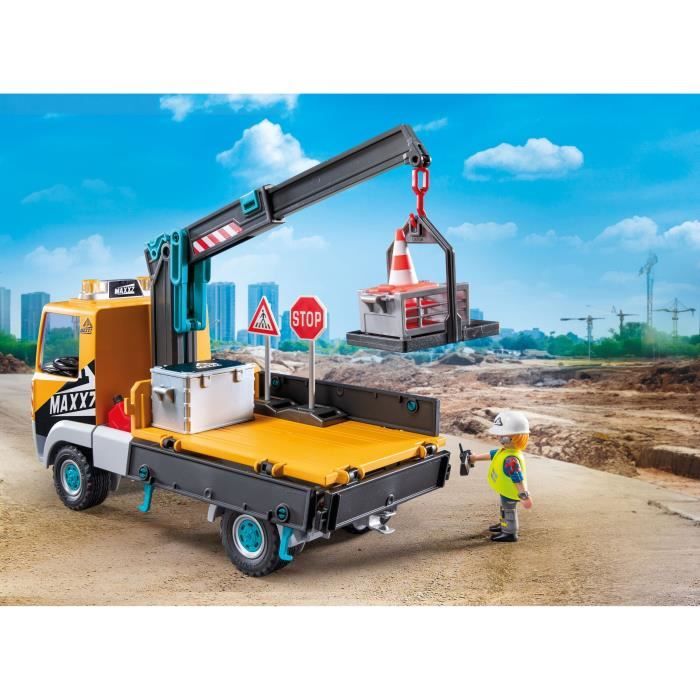 PLAYMOBIL 71750 Crane Truck, Worker & Accessories