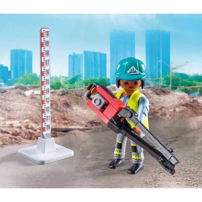 PLAYMOBIL 71751 Construction Workers with Steamroller and Signaling, Action Heroes, Construction, 43 Pieces, Ages 4+