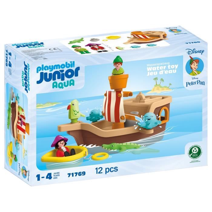 PLAYMOBIL Junior 71769 Peter Pan and Pirate Ship, Disney, 12 pieces, From 12 months