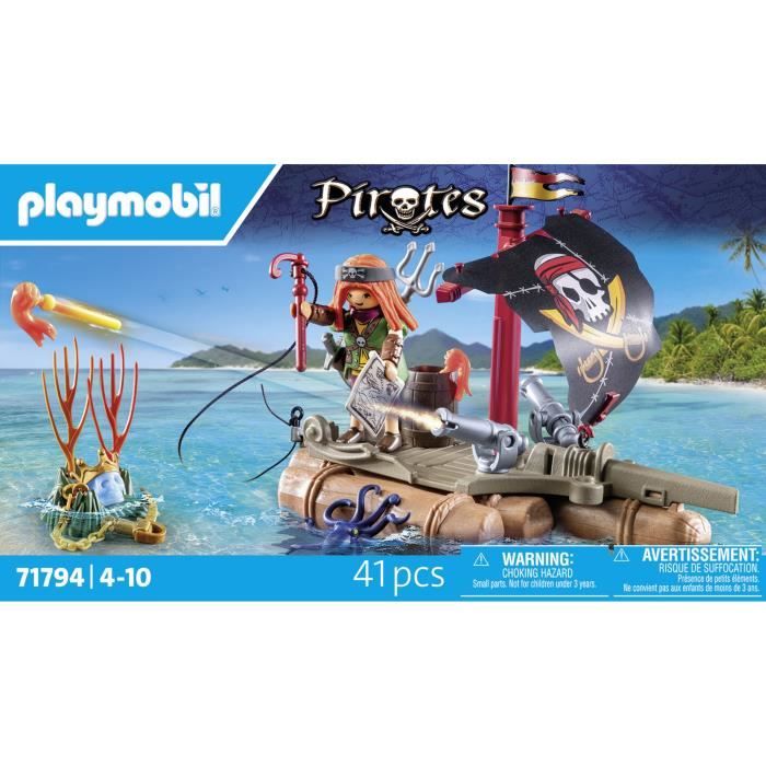 PLAYMOBIL 71794 Pirate with floating raft and treasure