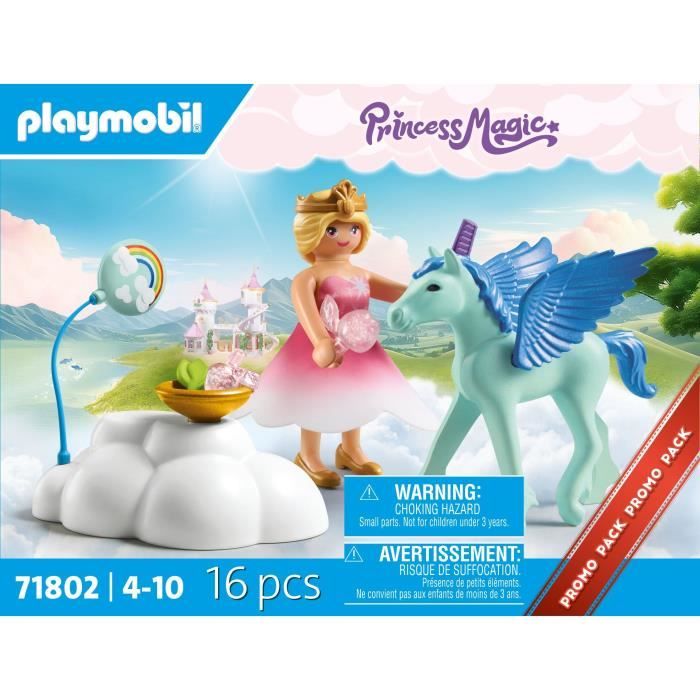 PLAYMOBIL 71802 Princess and Winged Foal with Cloud, Princess Magic, 16 pieces, Ages 4+