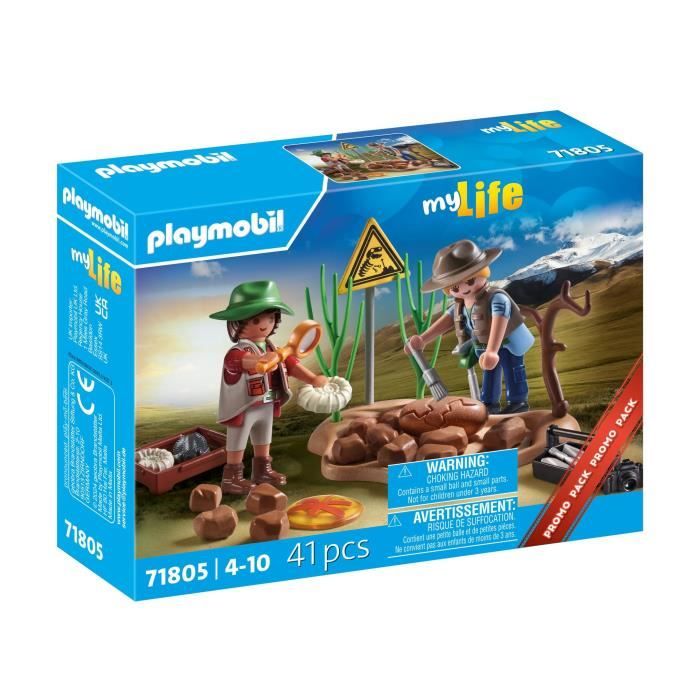 PLAYMOBIL 71805 Researchers and paleontological site with fossils, My Life, Dinos, 41 pieces, Ages 4 and up