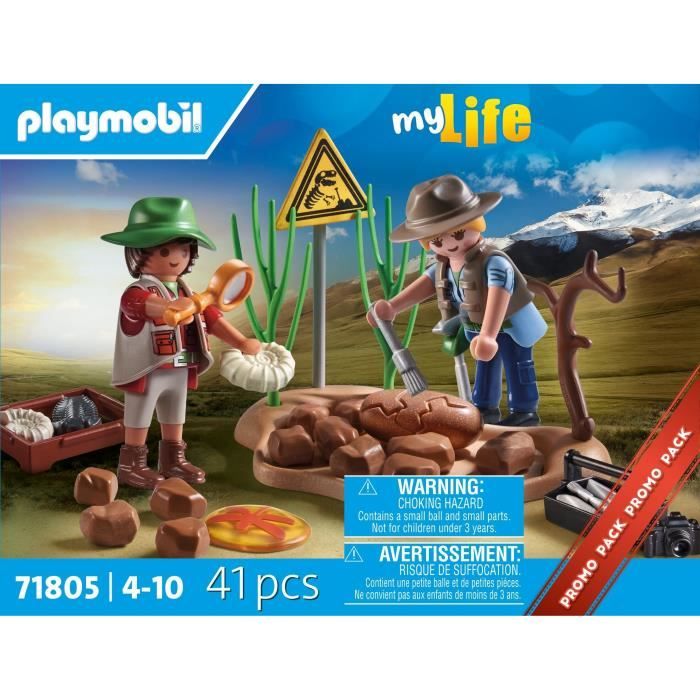 PLAYMOBIL 71805 Researchers and paleontological site with fossils, My Life, Dinos, 41 pieces, Ages 4 and up