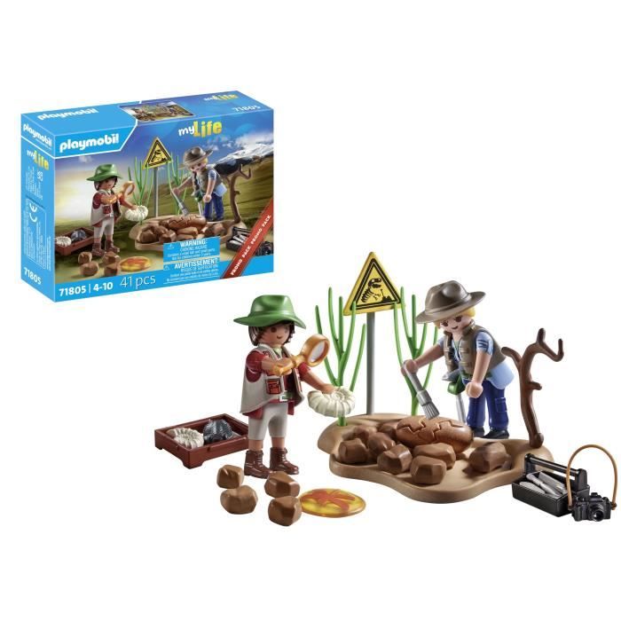 PLAYMOBIL 71805 Researchers and paleontological site with fossils, My Life, Dinos, 41 pieces, Ages 4 and up