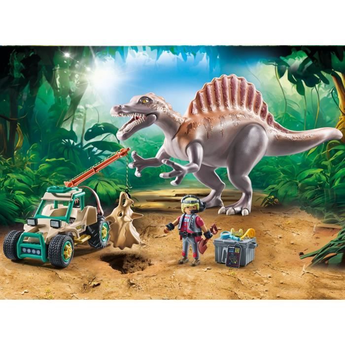 PLAYMOBIL 71820 Spinosaurus, Researcher and Vehicle with Swivel Crane, Dinos, 60 Pieces, Ages 4+