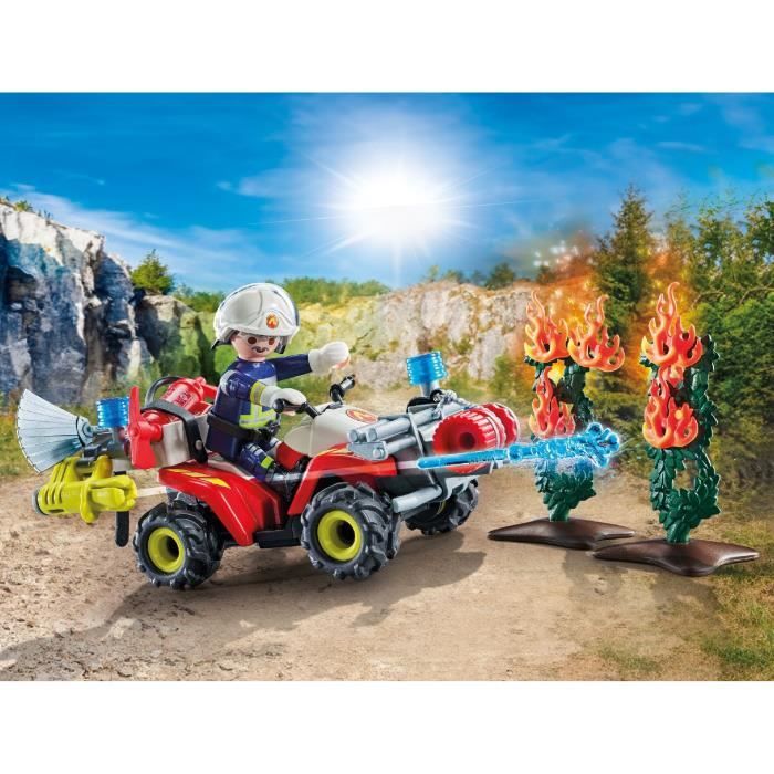 PLAYMOBIL 71825 Firefighter with quad and burning shrubs
