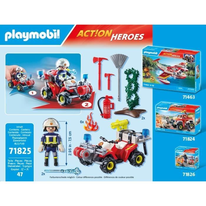 PLAYMOBIL 71825 Firefighter with quad and burning shrubs