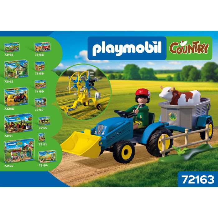 PLAYMOBIL Country 72163 Petit tracteur avec andaineur a foin