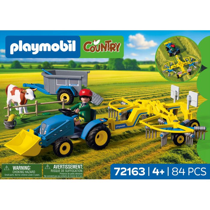 PLAYMOBIL Country 72163 Petit tracteur avec andaineur a foin