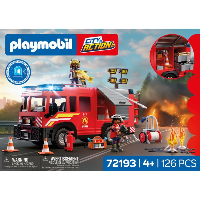PLAYMOBIL 72193 Fire Department VSAV Truck, City Action Firefighters, 126 pieces, ages 4 and up