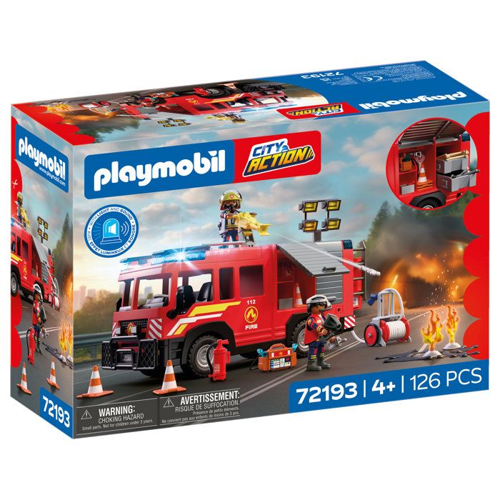 PLAYMOBIL 72193 Fire Department VSAV Truck, City Action Firefighters, 126 pieces, ages 4 and up