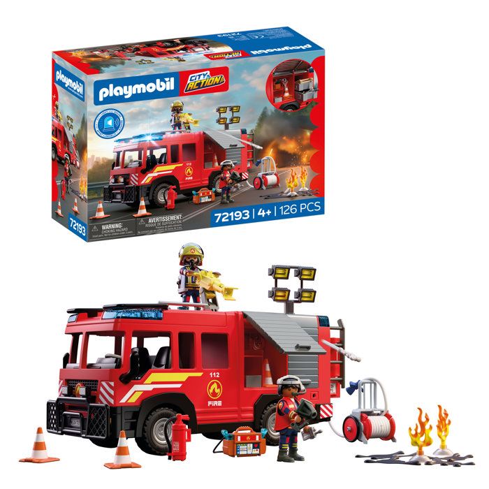 PLAYMOBIL 72193 Fire Department VSAV Truck, City Action Firefighters, 126 pieces, ages 4 and up