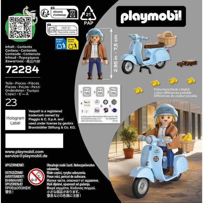 PLAYMOBIL 72284 Vespa 80th Anniversary: Iconic Style, 18 pieces, Adults, Kidults, Classic Cars, Ages 14 and up