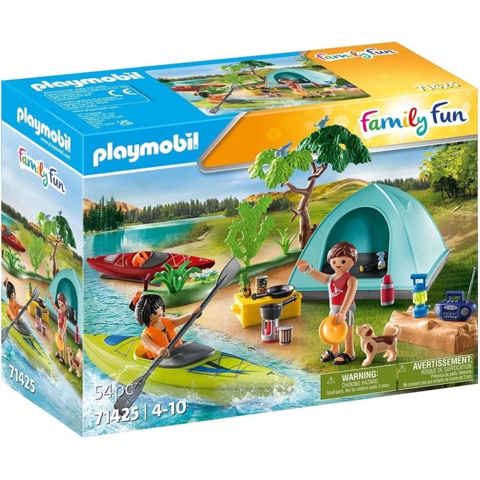 PLAYMOBIL 71425 Family and Tent - Contains 3 figures, 3 bikes and many accessories. - Camping World