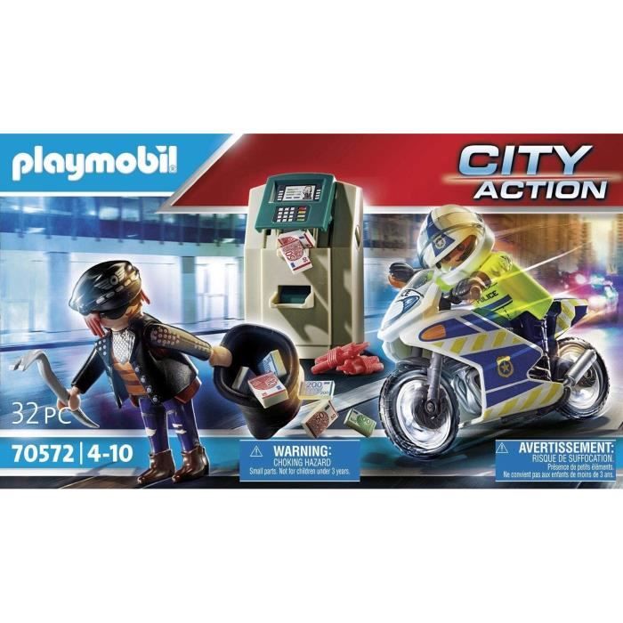 PLAYMOBIL - 70572 - Police Police Officer with Motorcycle and Thief