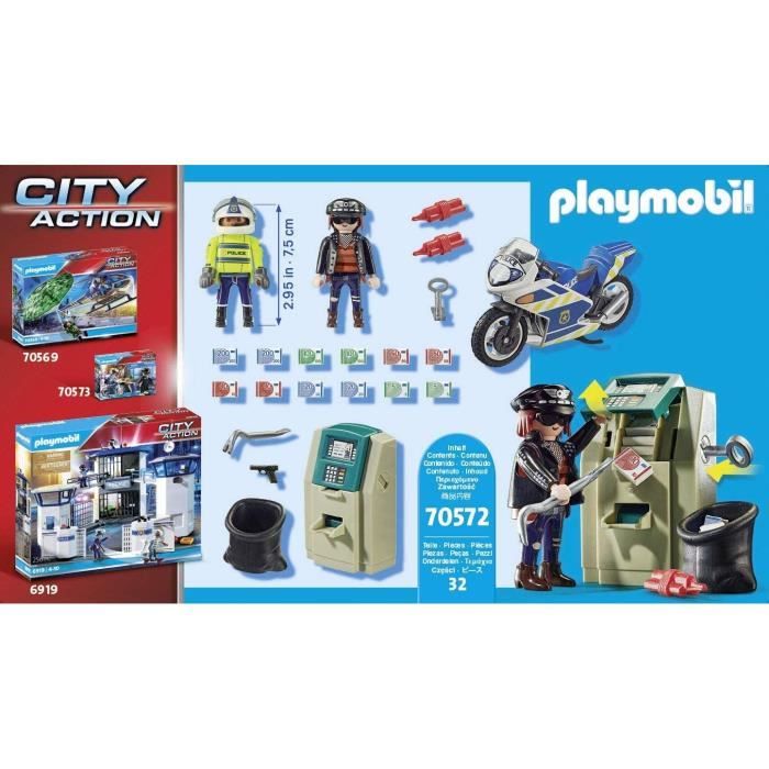 PLAYMOBIL - 70572 - Police Police Officer with Motorcycle and Thief