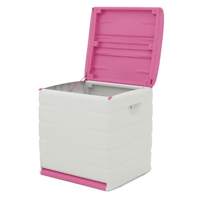Plastiken padlocking chest with casters - 190 l - functional and aesthetic - beige and fushia