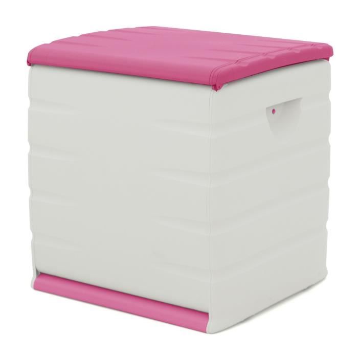 Plastiken padlocking chest with casters - 190 l - functional and aesthetic - beige and fushia