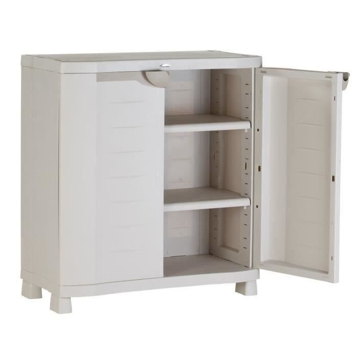SPACESAVER 90 PLASTIKEN 2-door low cabinet with shelves - l 90 xd 45 xh 100 cm - Space SAVER range - Indoor and Outdoor