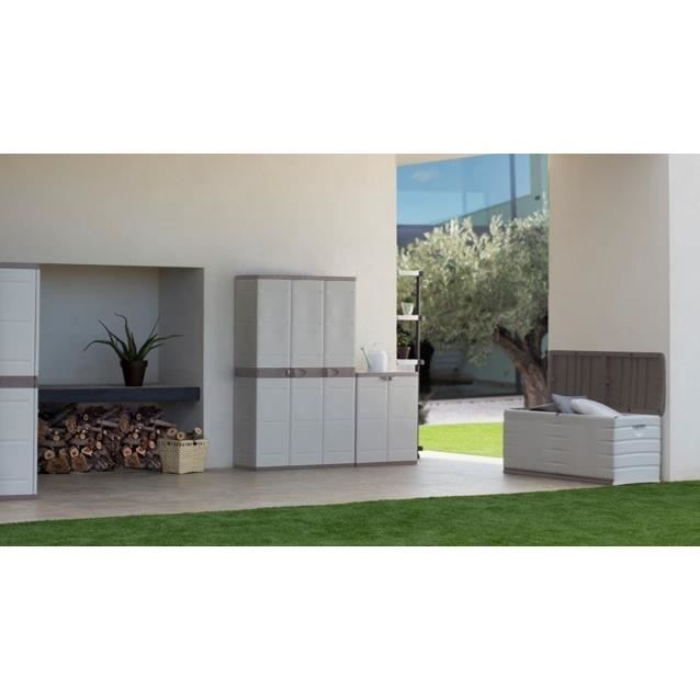 PLASTIKEN Lockable chest with wheels - 190 L - Functional and aesthetic - Beige