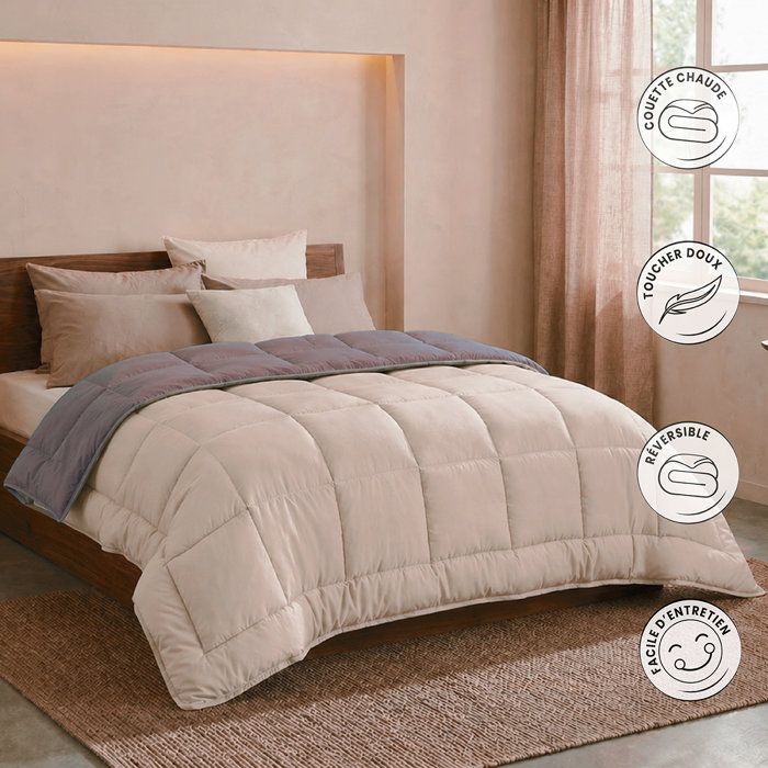 Calgary Hot duvet Microfiber 400g/m² Taupe & Lin 140x200cm