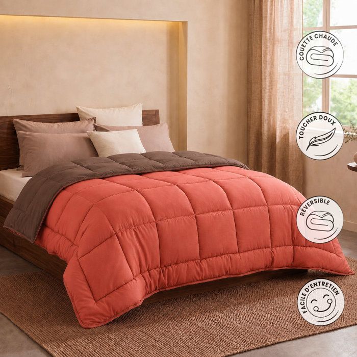 Duvet Microfiber 400g / m² CALGARY Chocolate & Coral 220x240cm