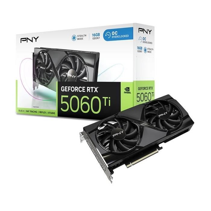 PNY - Graphics card - GeForce RTX 5060 Ti - 16GB - Overclocked Dual Fan DLSS 4