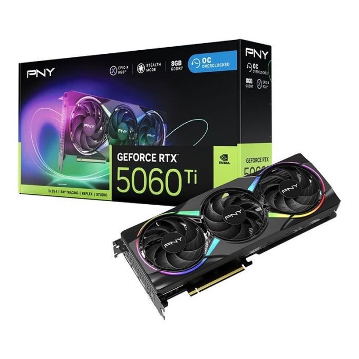 PNY - Graphics card - GeForce RTX 5060 Ti - 8GB - ARGB Overclocked Triple Fan DLSS 4