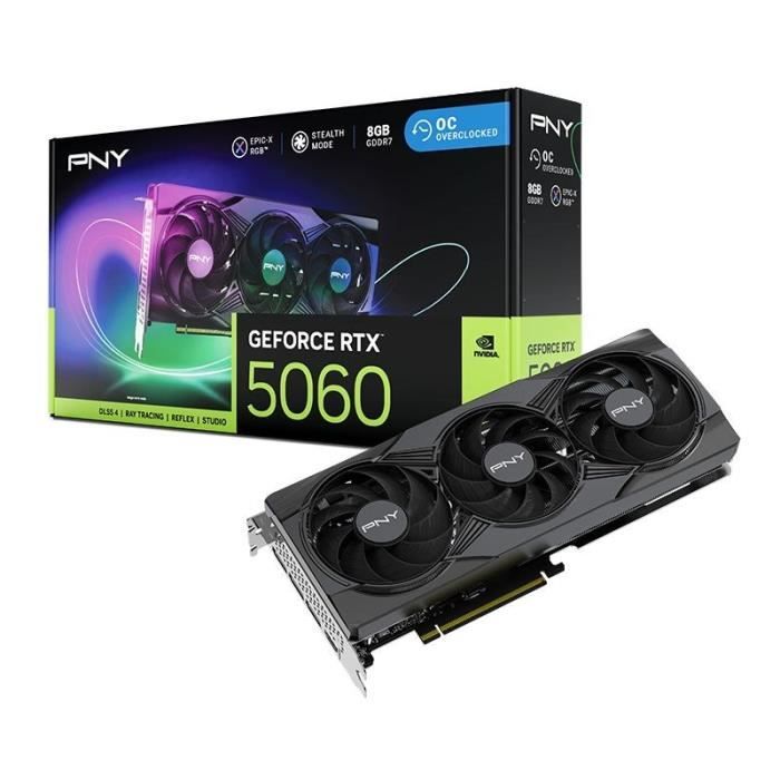 PNY - Graphics Card - GEFORCE RTX 5060 - 8GB - ARGB - Overclocked - Triple Fan - DLSS 4