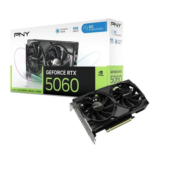 PNY - Graphics Card - GEFORCE RTX 5060 - 8GB - Overclocked - Dual Fan - DLSS 4