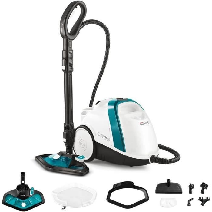 POLTI Vaporetto Smart 100 T - Steam cleaner - Unlimited autonomy - 4 bar - 110g/min - 1500W - 9 Accessories - Turquoise