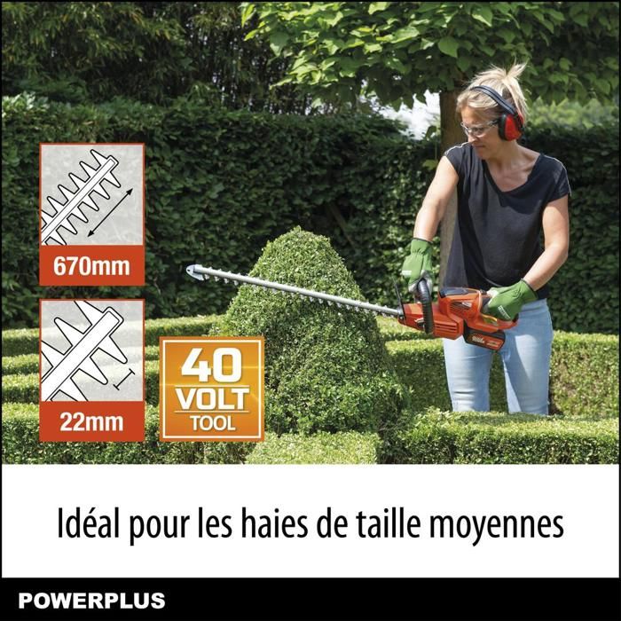 Dual Power Height Size Powdpg7536 - 40 V battery, without battery or charger, 670 mm blade, 22 mm deviation