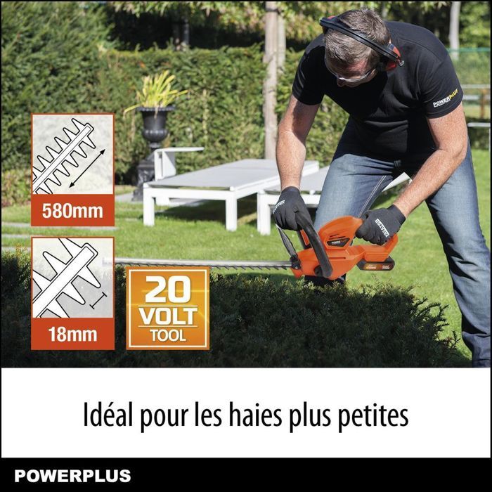 Dual Power Height Size Powdpg7531 - 20 V battery, without battery or charger, 580 mm blade, 18 mm deviation