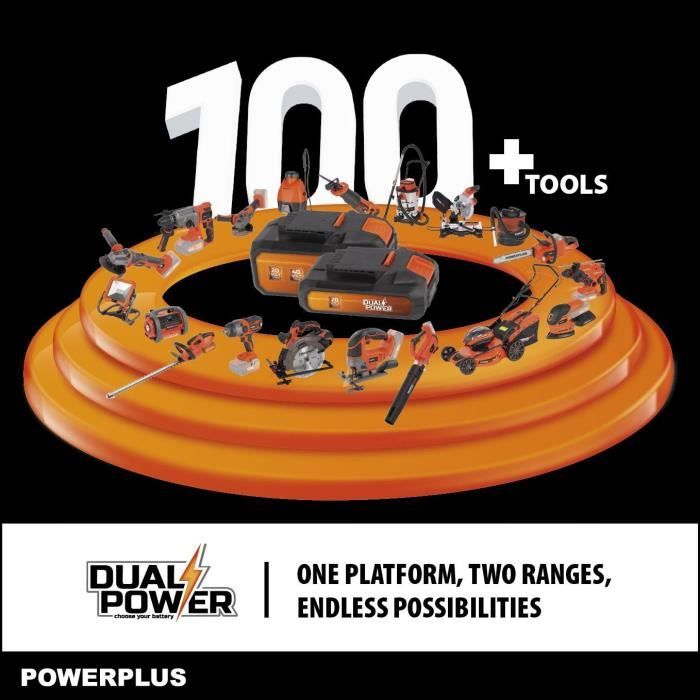 Dual Power Height Size Powdpg7531 - 20 V battery, without battery or charger, 580 mm blade, 18 mm deviation