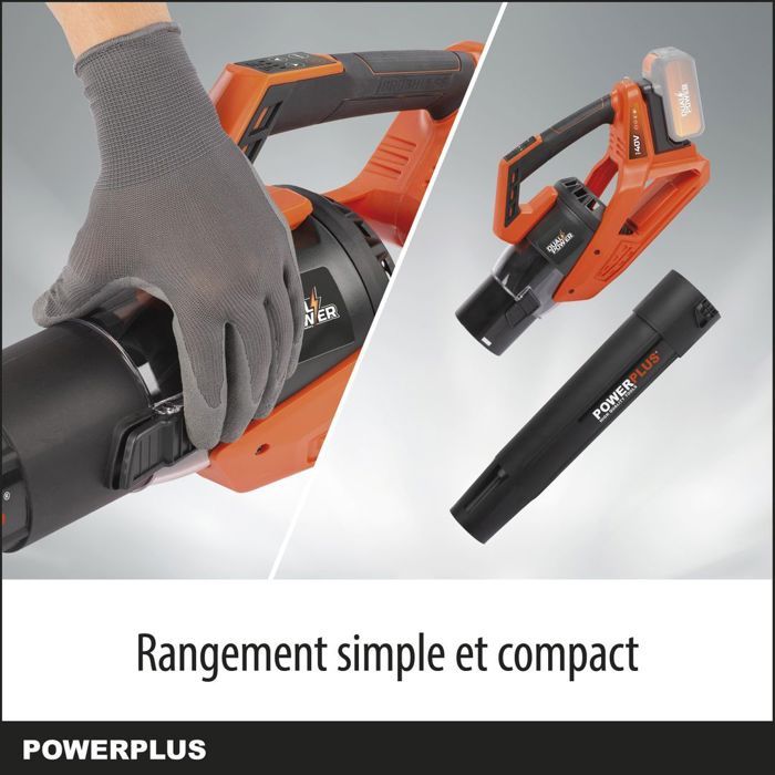 Dual Power blower of PowDPG7526 - 40 V battery sheets, leaves, 200 km/h, without battery or charger