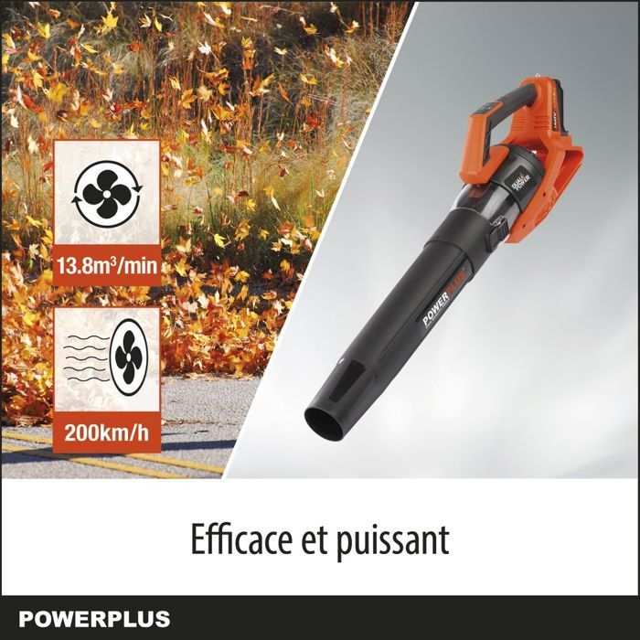 Dual Power blower of PowDPG7526 - 40 V battery sheets, leaves, 200 km/h, without battery or charger