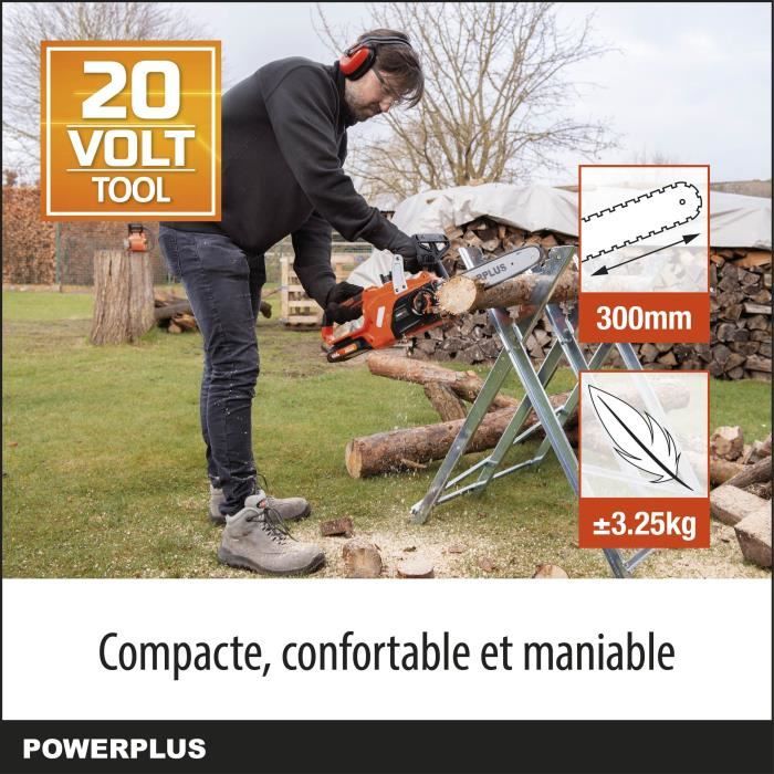 PowerPlus Dual Power Powdpg7570 - 20 V battery chainsaw, 300 mm guide, without battery or charger
