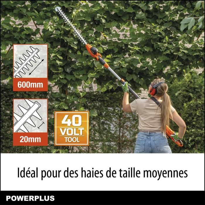 Dual Power Height Size Powdpg75380 - 40 V battery, without battery or charger, 600 mm blade, 20 mm deviation
