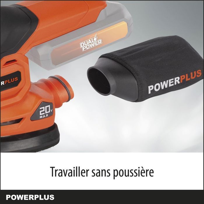 Multi -wireless sander 20V + 1x abrasive 80g - Dual Power Powdp50200 - Delivered without battery or charger