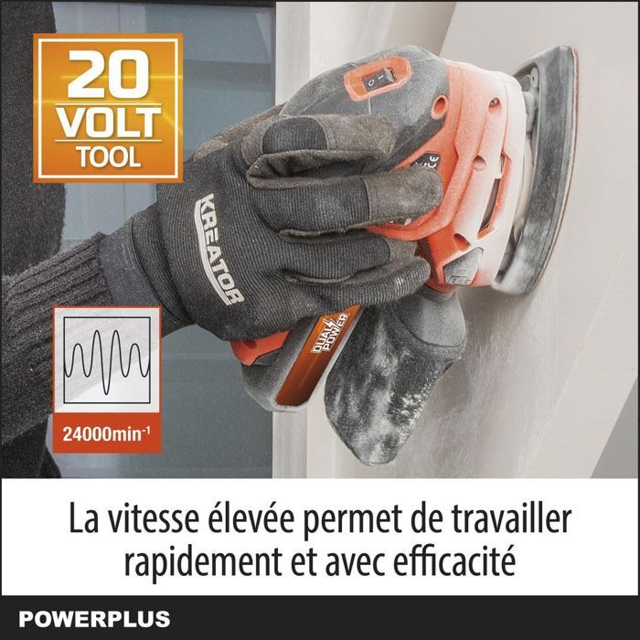 Multi -wireless sander 20V + 1x abrasive 80g - Dual Power Powdp50200 - Delivered without battery or charger