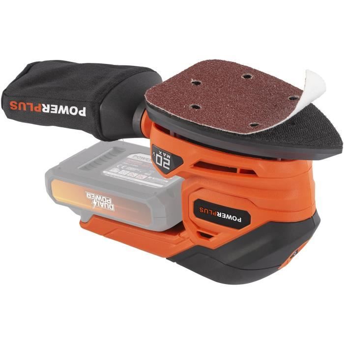 Multi -wireless sander 20V + 1x abrasive 80g - Dual Power Powdp50200 - Delivered without battery or charger