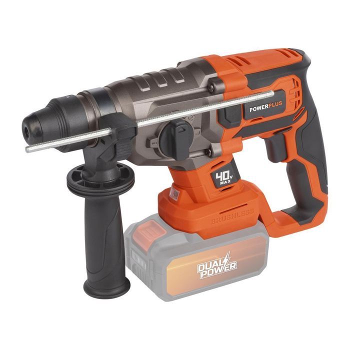 Wireless prank hammer 40V 5J SDS -Plus Brushless + 5 Accessories - Dual Power Powdp15680 - Delivered without battery or charger