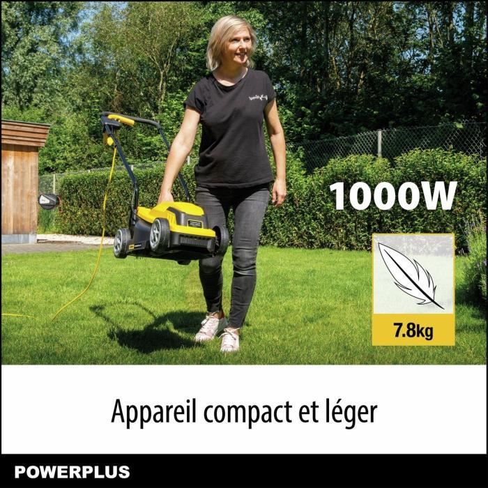 Electric lawn mower - POWERPLUS - POWEG62203 - 1000 W - 320 mm Ø - With collection and rear ejection