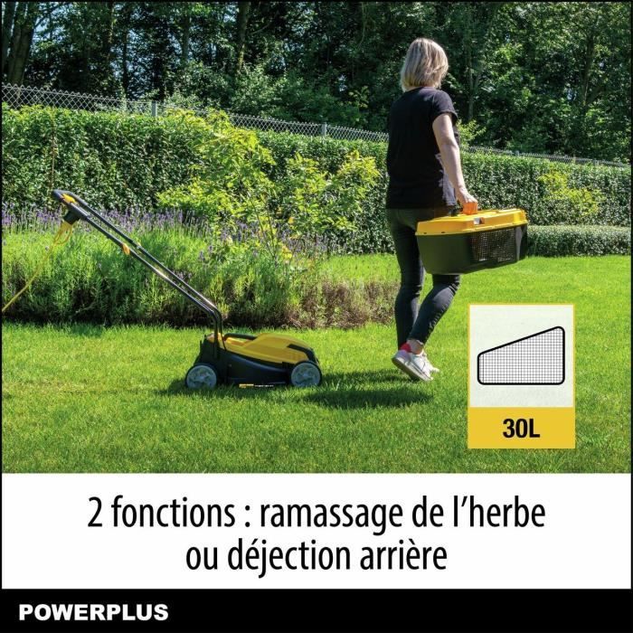 Electric lawn mower - POWERPLUS - POWEG62203 - 1000 W - 320 mm Ø - With collection and rear ejection